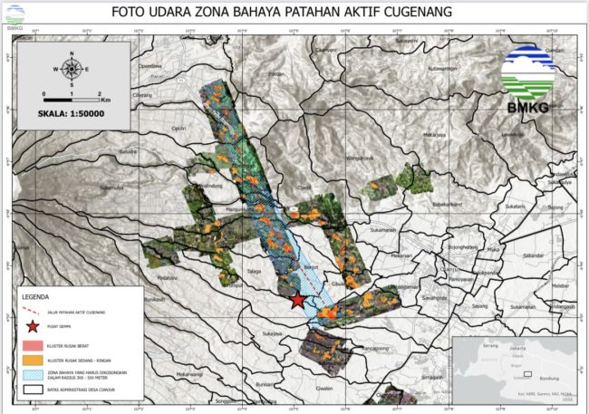 Patahan Cugenang penyebab gempa Cianjur, Jawa Barat. (Dok: BMKG)