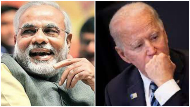 Ilustrasi PM Modi dan Presiden Biden. India Utamakan Pembelian Minyak Rusia