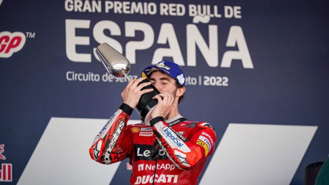Pecco Bagnaia memenangkan MotoGP Spanyol 2022 di Sirkuit Jerez. (Foto: motorvalley)