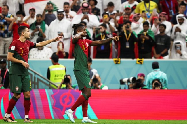 Rafael Leao merayakan gol pada laga Portugal Vs Swiss di babak 16 besar Piala Dunia 2022. (Foto: Portugal National Football Team)