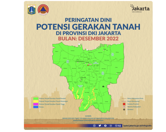 Peta bergerakan tanah di wilayah DKI Jakarta. 