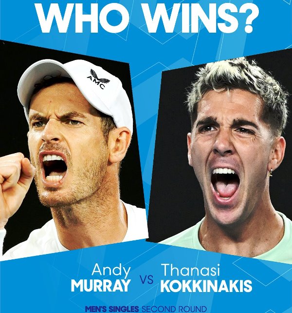 Andy Murray Vs Thanasi Kokkinakis pada Australian Open 2023 hari 4. (Foto: Australian Open)