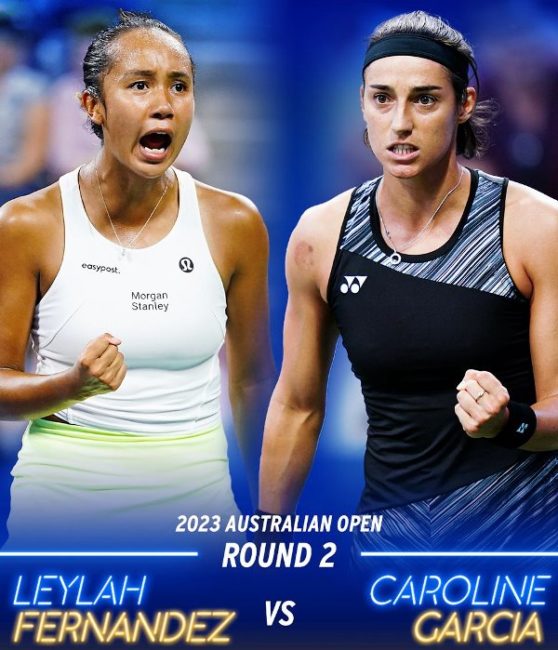Leylah Fernandez Vs Caroline Garcia pada Australian Open 2023 hari 4. (Foto: @usopen)