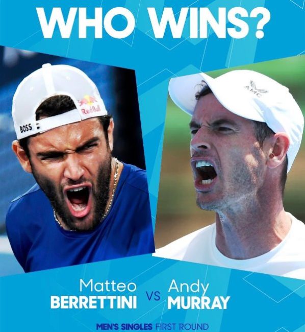 Matteo Berrettini Vs Andy Murray di Australian Open 2023 hari kedua Selasa 17 Januari 2023. (Foto: Australian Open)