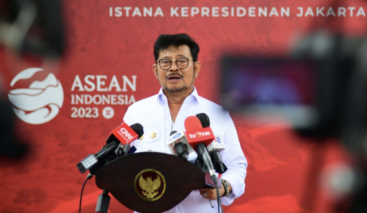 Menteri Pertanian Syahrul Yasin Limpo memberikan keterangan di Kompleks Istana Kepresidenan, Jakarta, pada Jumat, 24 Februari 2023. Foto: BPMI Setpres/Muchlis Jr.