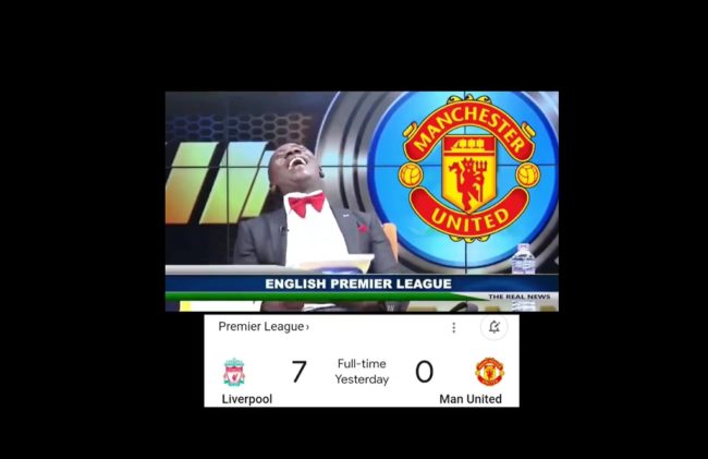 Meme ejekan ke Manchester United dan fansnya usai MU kalah 0-7 dari Liverpool. (Foto: Twitter)
