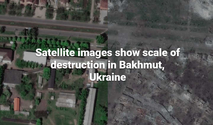 Foto satelit kota Bakhmut