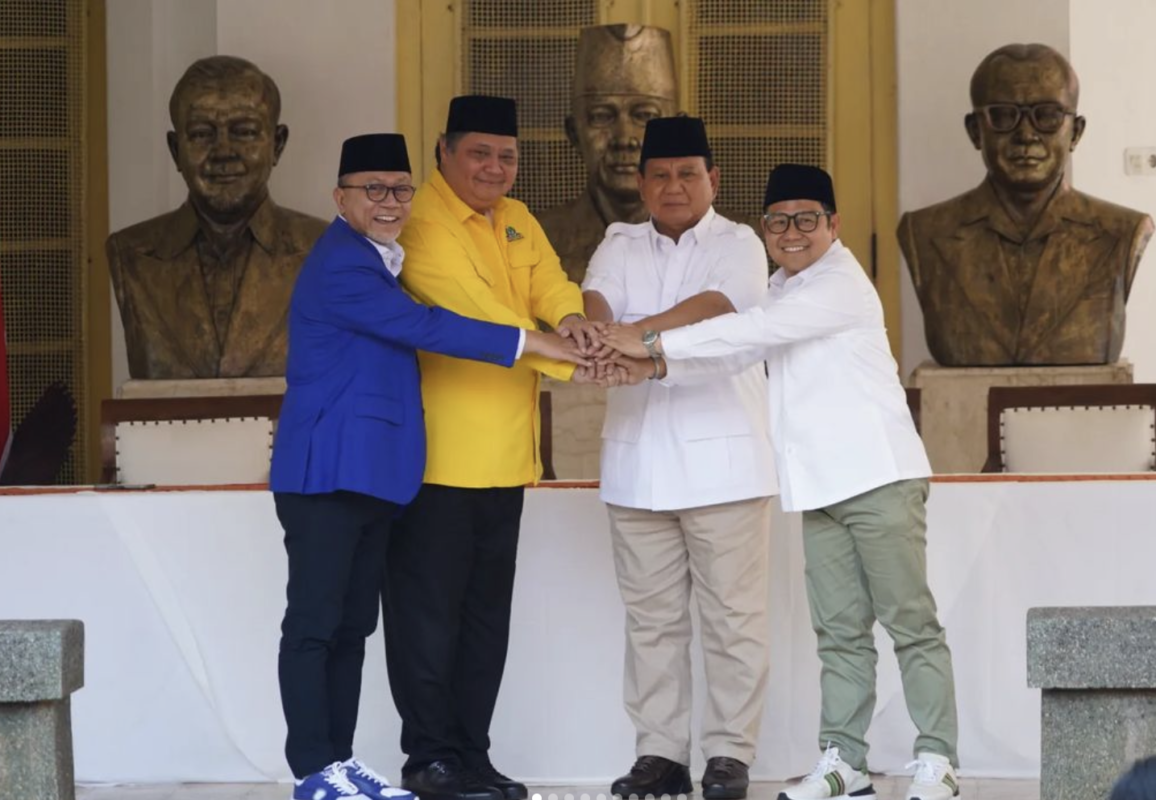 Prabowo Subianto besama Airlangga Hartarto, Zulkifli Hasan dan Muhaimin Iskandar.