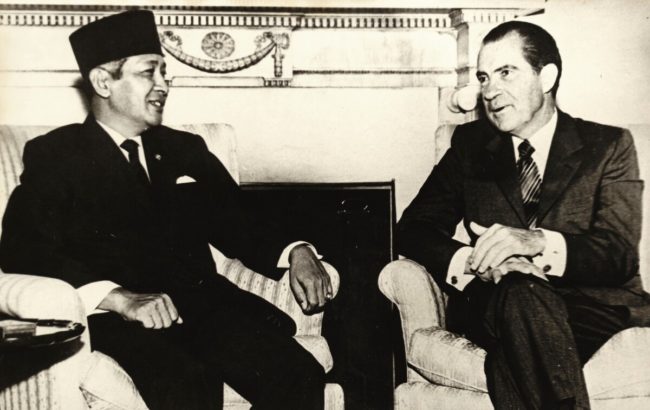 Presiden AS Richard Nixon (kanan) menerima kunjungan Presiden RI Soeharto di AS pada Mei 1970. (Foto: Dokmentasi Kompas)