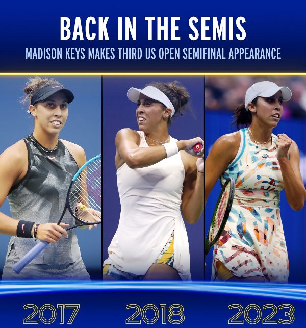 Madison Keys kembali ke semifinal AS Terbuka setelah lima tahun lalu. (Foto: US Open)