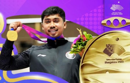 Muhammad Sejahtera Dwi Putra menyumbang medali emas kedua Indonesia di Asian Games Hangzhou. (Foto: Kemenpora)