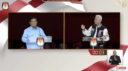 Ganjar Pranowo 'habisi' Prabowo Subianto soal program makan gratis (Dok YouTube KPU RI)