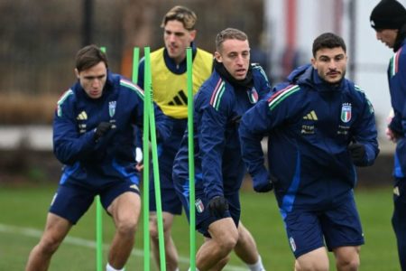 Timnas Italia tengah berlatih jelang menghadapi Ekuador pada laga uji coba