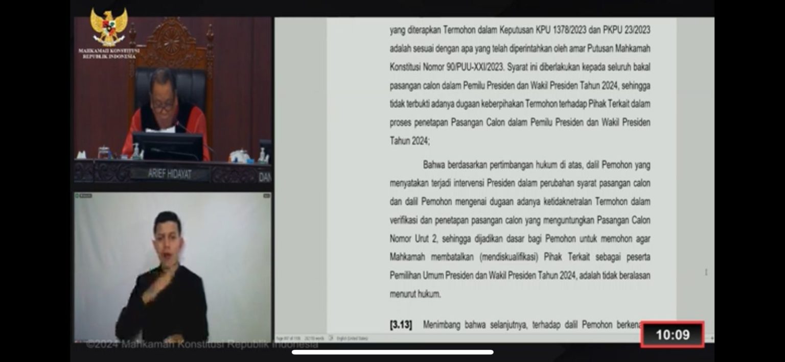 Soal Pencalonan Prabowo-Gibran, MK: Tidak Ada Satupun yang Keberatan