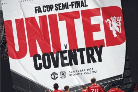 Manchester United akan melawan Coventry City pada laga semifinal FA Cup