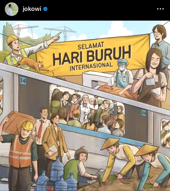 Unggah Ilustrasi MRT, Jokowi Ucapkan Hari Buruh Internasional